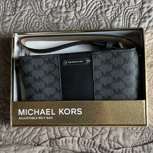 Michael Kors Black and Charcoal Logo Belt Bag